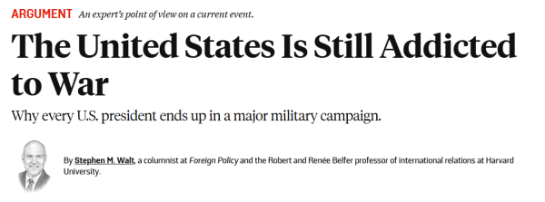 美媒：美国是否已经“对战争上瘾”？