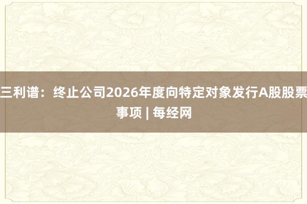 三利谱：终止公司2026年度向特定对象发行A股股票事项 | 每经网