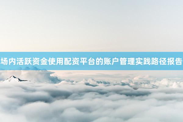 场内活跃资金使用配资平台的账户管理实践路径报告