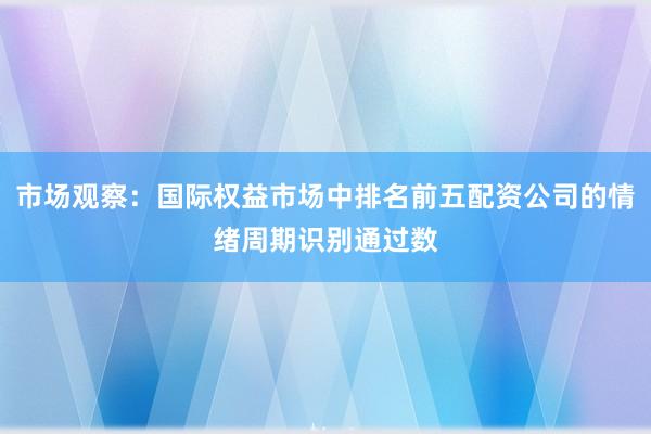 市场观察：国际权益市场中排名前五配资公司的情绪周期识别通过数