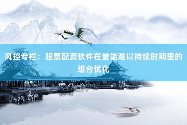 风控专栏：股票配资软件在量能难以持续时期里的组合优化