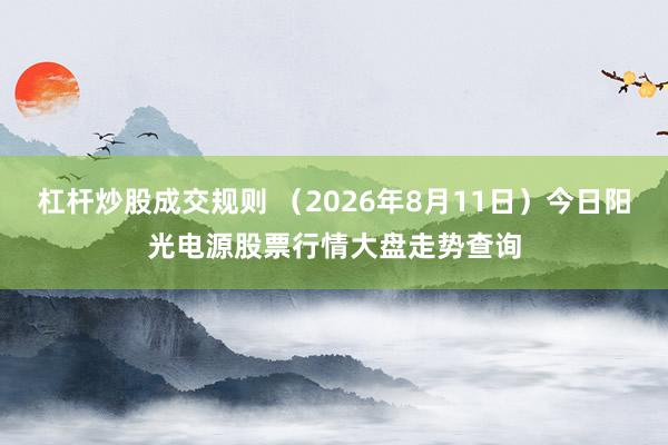 杠杆炒股成交规则 （2026年8月11日）今日阳光电源股票行情大盘走势查询