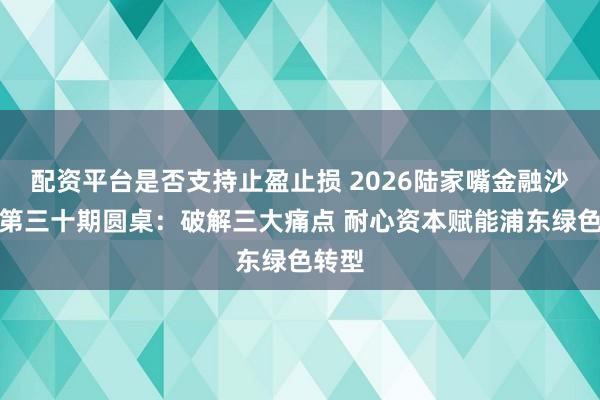 配资平台是否支持止盈止损 2026陆家嘴金融沙龙｜第三十期圆桌：破解三大痛点 耐心资本赋能浦东绿色转型