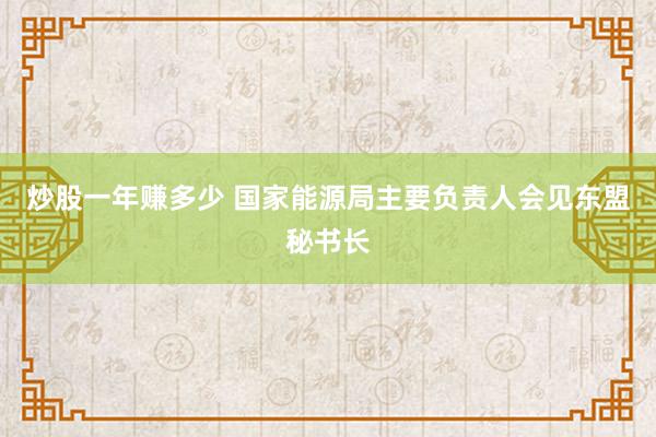 炒股一年赚多少 国家能源局主要负责人会见东盟秘书长